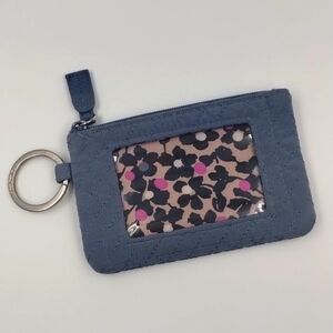 Vera Bradley Gray quilted floral zip top ID case